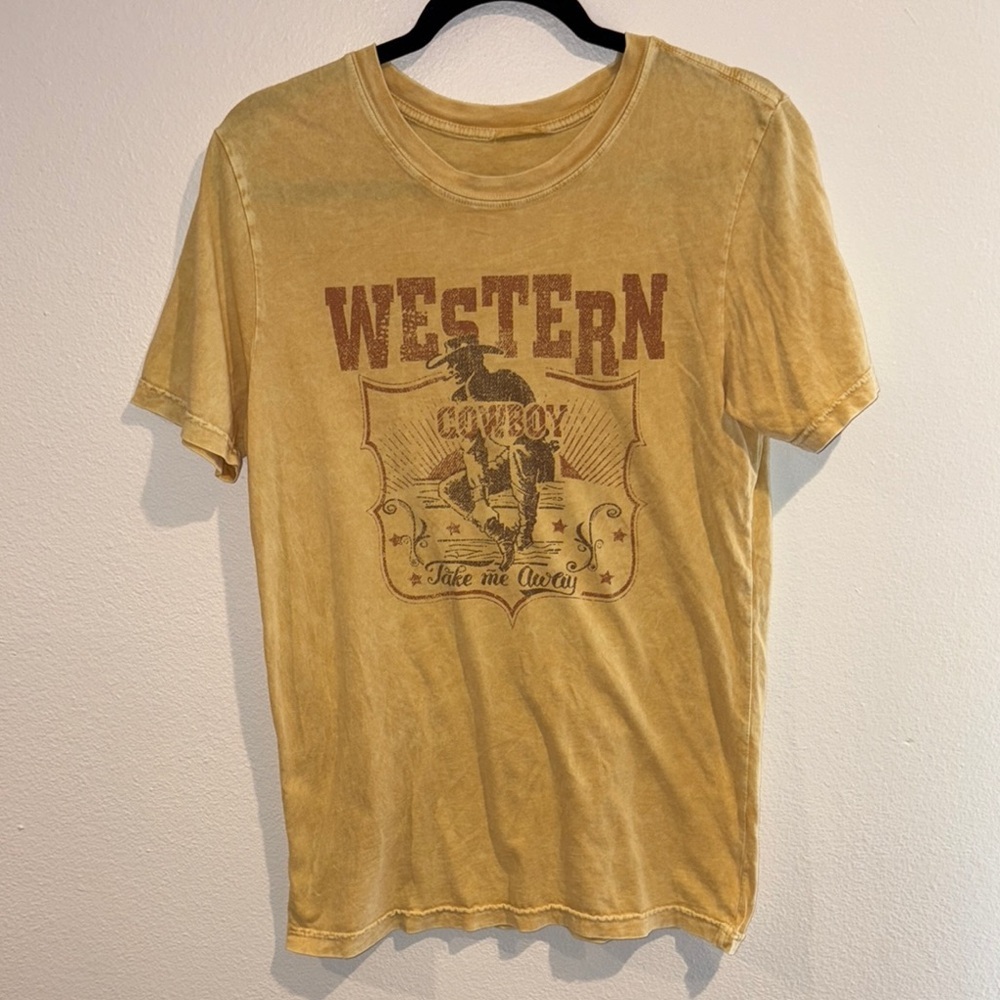 Western Cowboy Graphic T-Shirt - Yellow